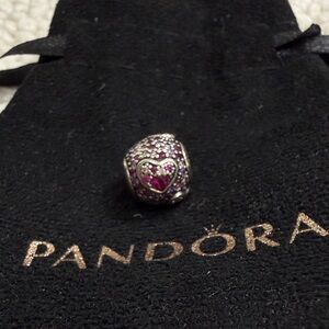 Pandora Silver Bracelet Charm with Pink Accents